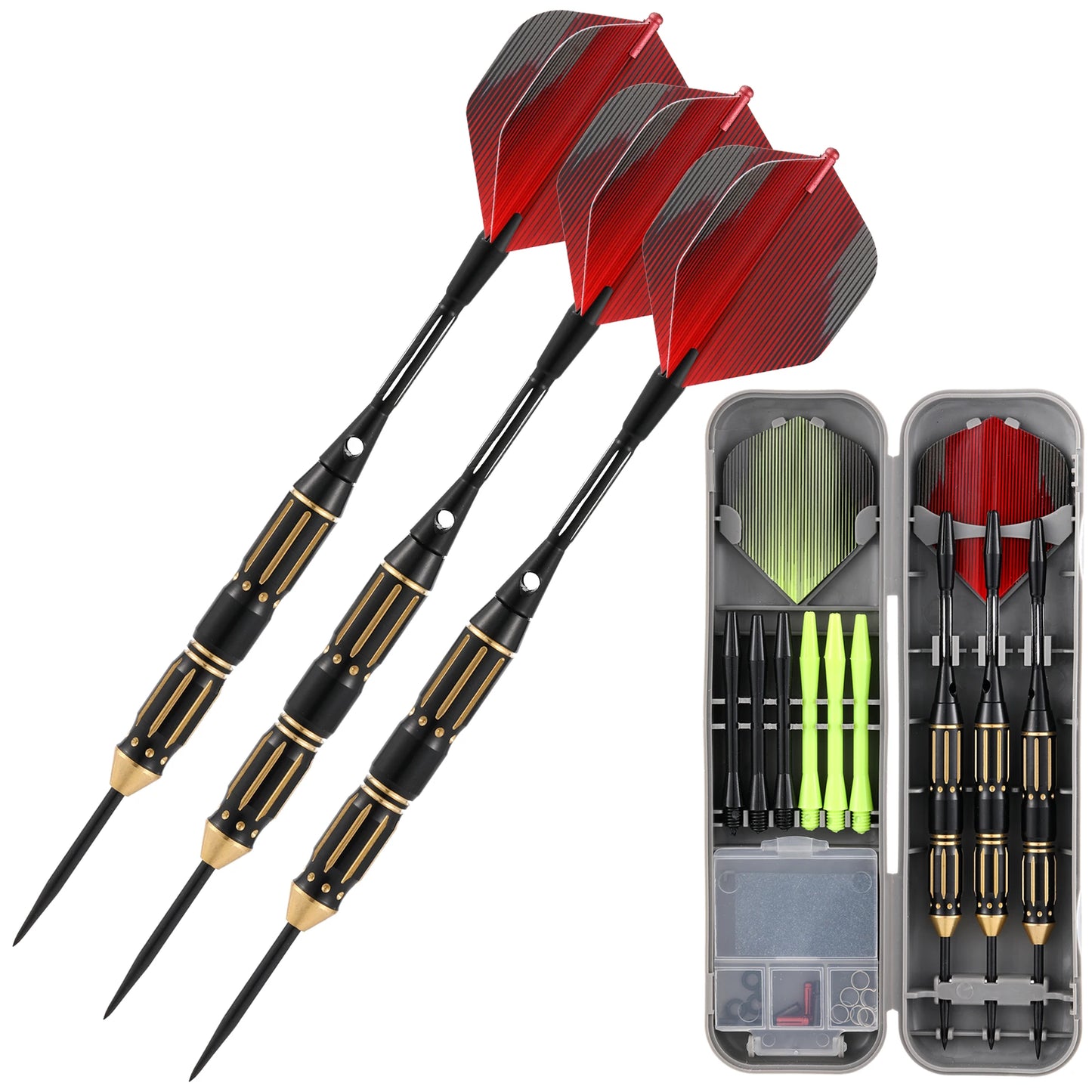 Elevate your aim with the Huanqu 3-Piece Brass Dart Set, neatly packed in a portable storage box for on-the-go practice.