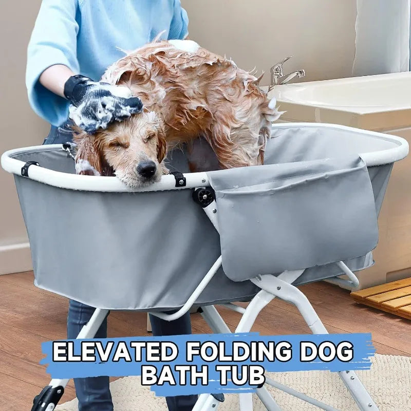 Elevated Dog Bath Tubs Foldable Pet Bathing Station for Medium to Large Dogs