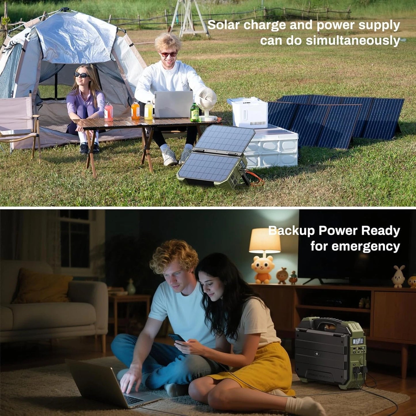 1600W Peak 3200W Portable Power Station 1024Wh LiFePO4 100W USB-C Solar Generator Camping RV Emergency, Custom