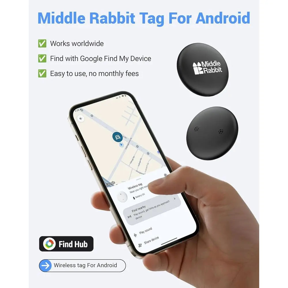 Car Tracker Tag for Android Only, Vehicle Tracking Tag Compatible with Google Find My Device, Android Airtag Alternative, GPS Lo