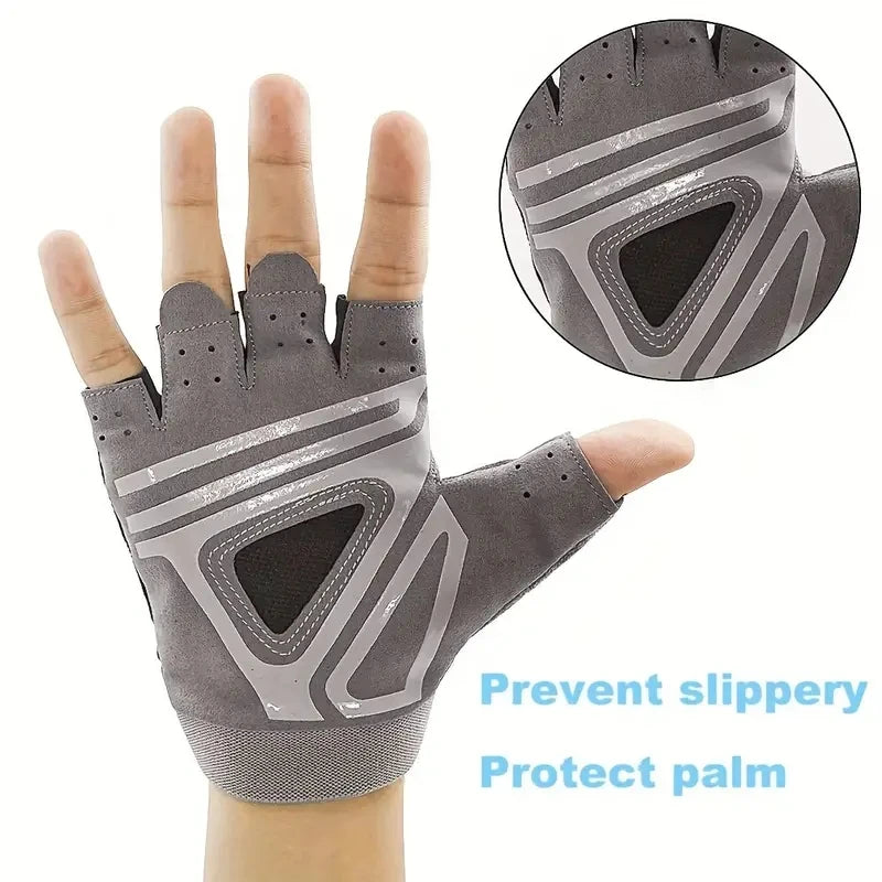 1 Pair Unisex Sports Gloves, Half Finger Fitness Gloves, Non-Slip Outdoor Riding & Fishing Gloves