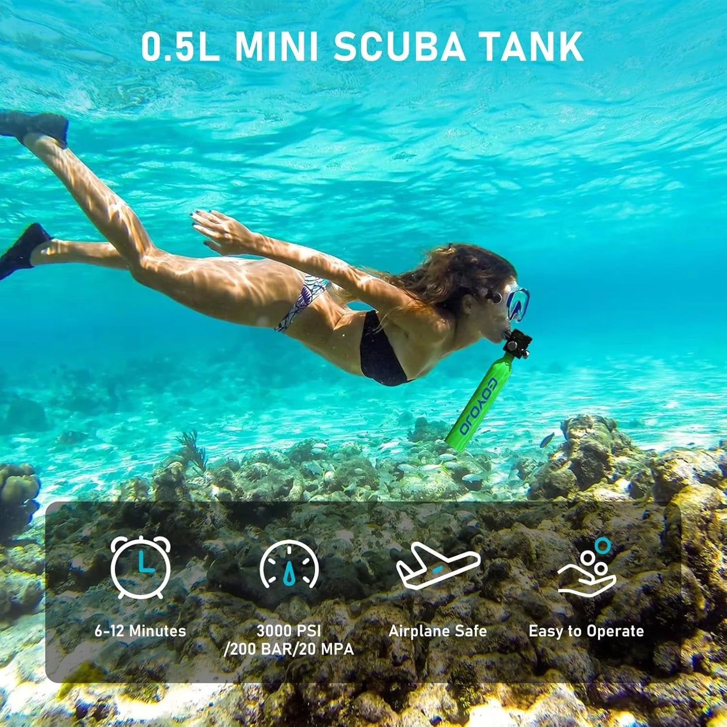 Discover effortless underwater breathing anytime with this reusable mini scuba tank kit designed for safe training.