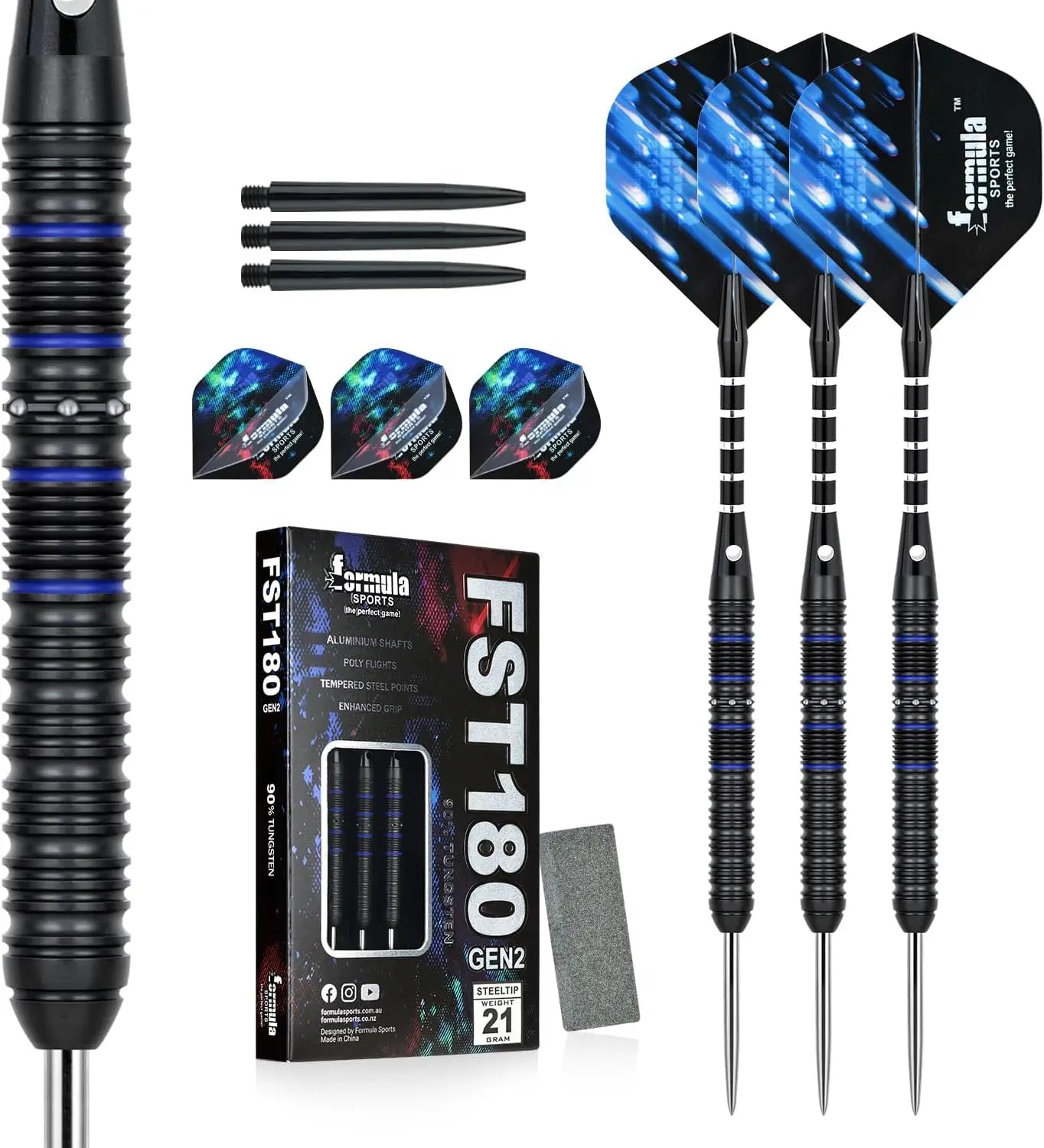 90% Tungsten Steel Tip Darts Set 21g-24g - Professional Darts with Flights, Shafts & Sharpener