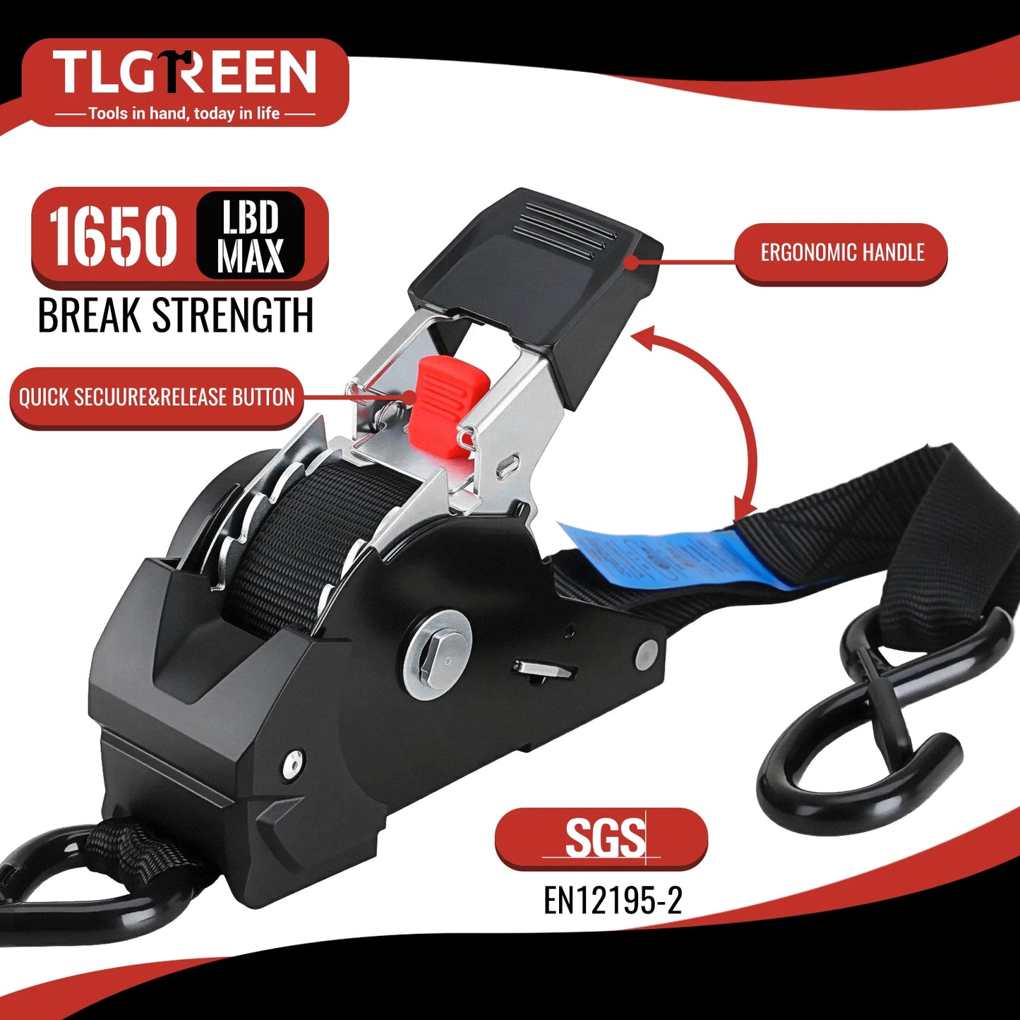 Automatic Ratchet Straps 3M X 25mm Self Retracting Tie Down Straps With S Hooks