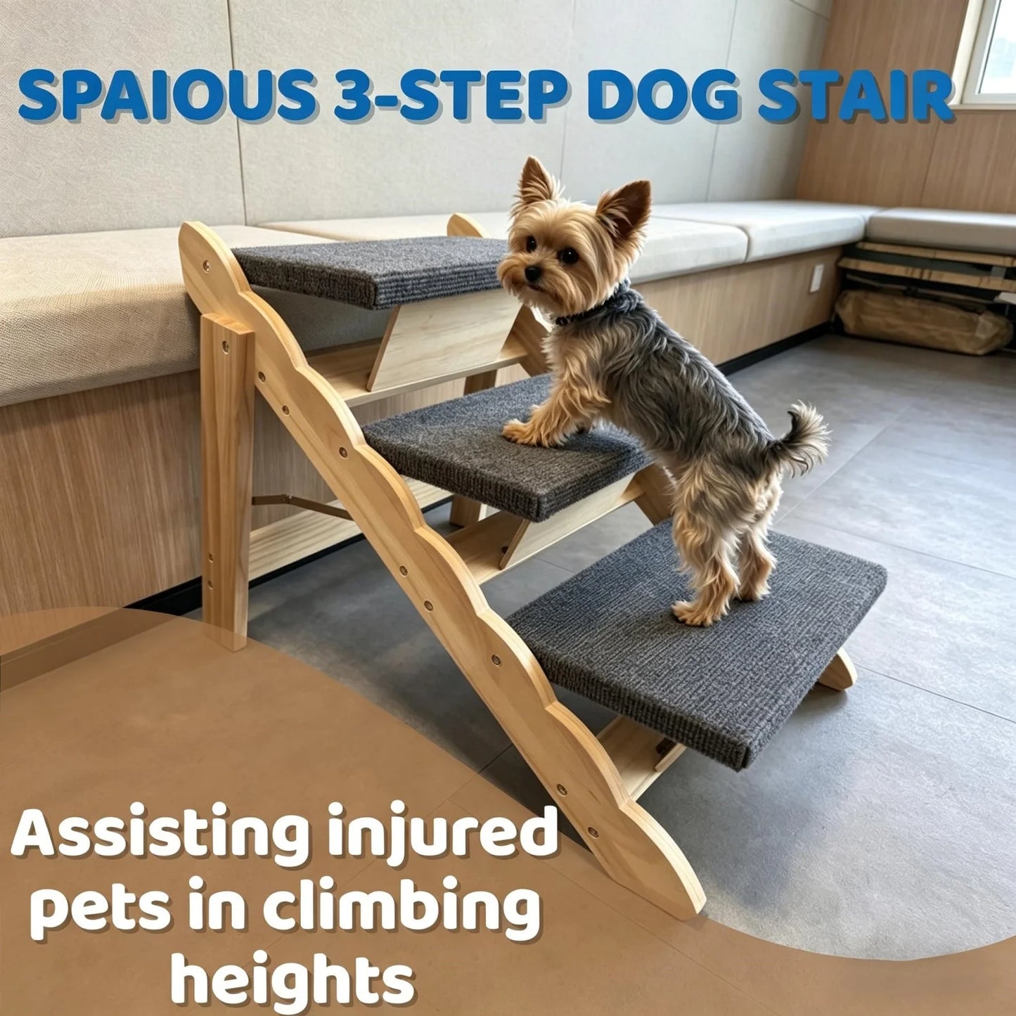 Revolutionize your pup's independence with these durable wooden stairs and ramp, designed to make every jump or climb effortless and safe.