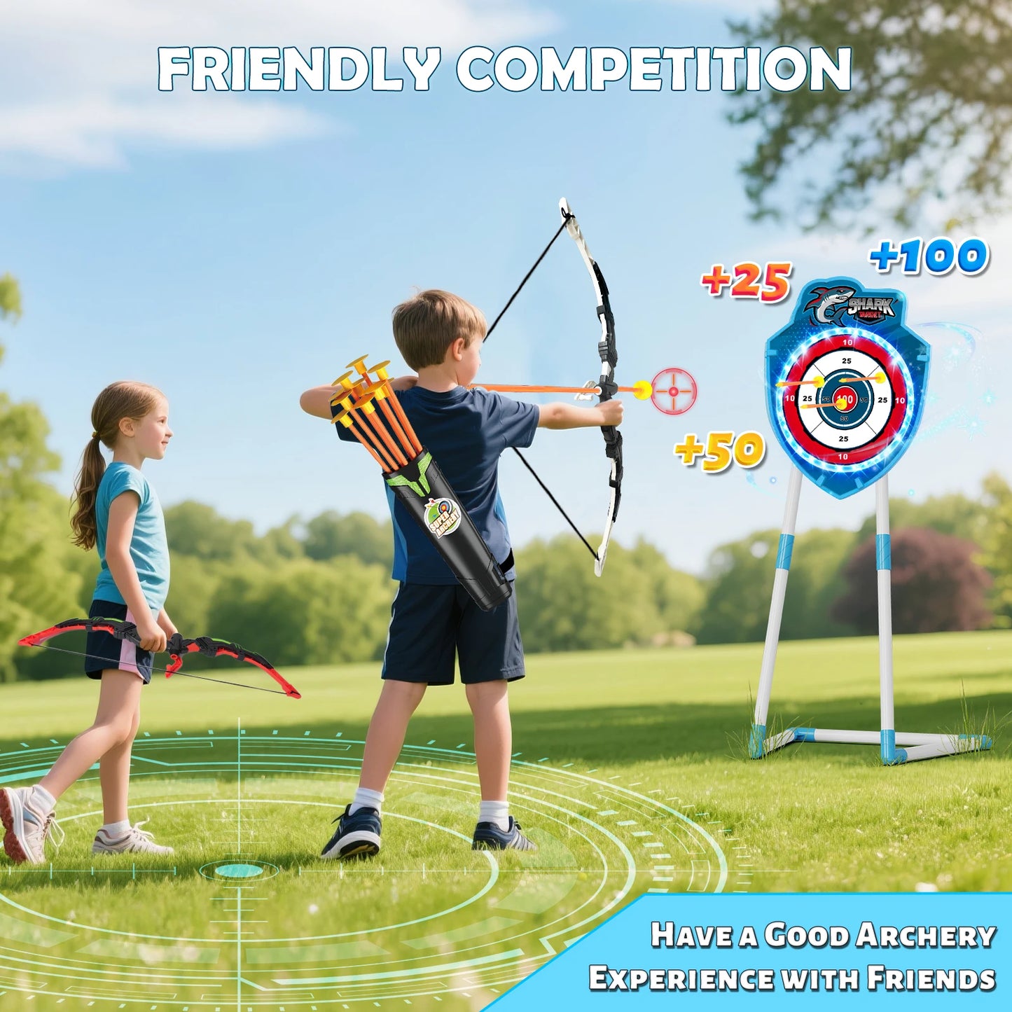VATOS Night Light Bow Arrow Toy For Kids Archery Set Indoor Outdoor Game