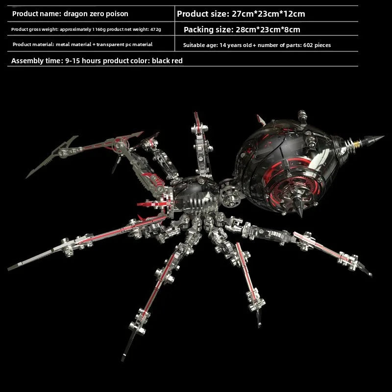 3D Metal Puzzle Spider Model Kit - Stainless Steel Mechanical Insect, High Difficulty DIY Craft for Adults, Collectible Gift