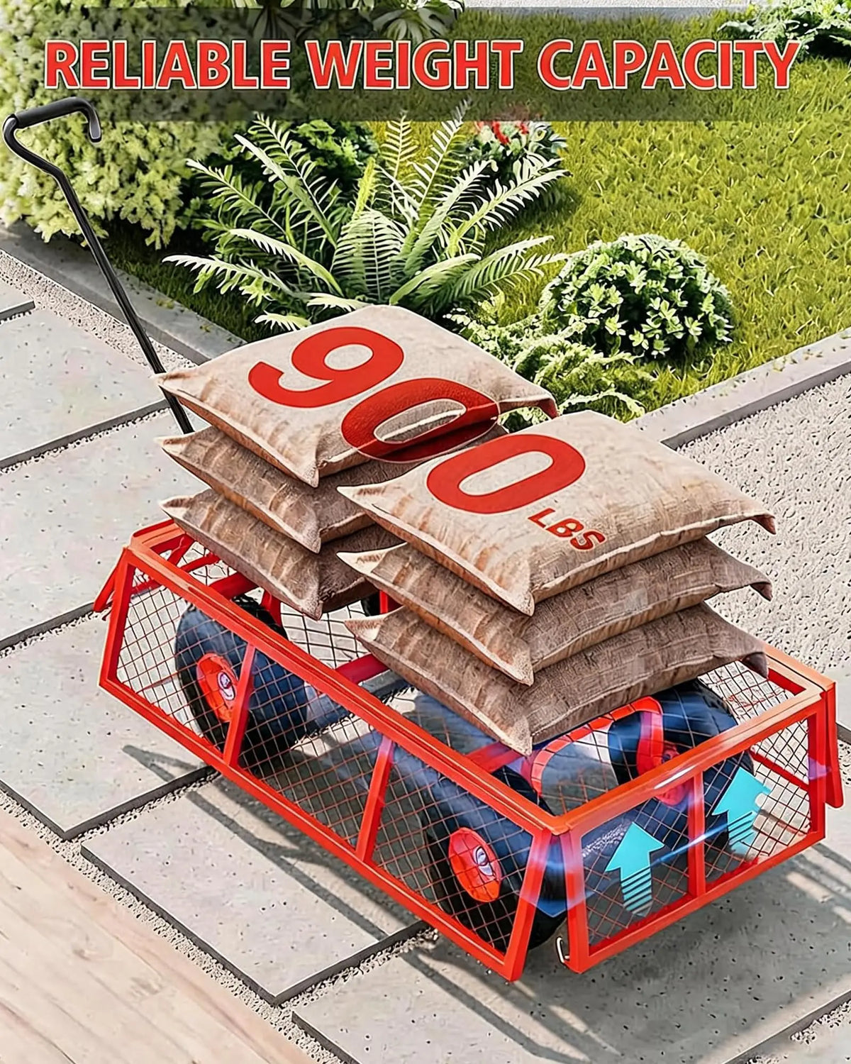 Heavy Duty All Terrain Garden Cart With Removable Sides And Rotating Handle