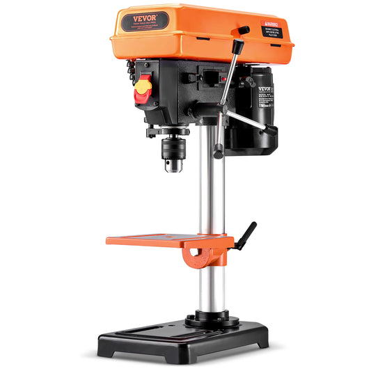 SucceBuy 8in Benchtop Drill Press 2.3A Induction Motor Tabletop Drilling Machine 5-Adjustable Speed & LED Work Light Wood Metal