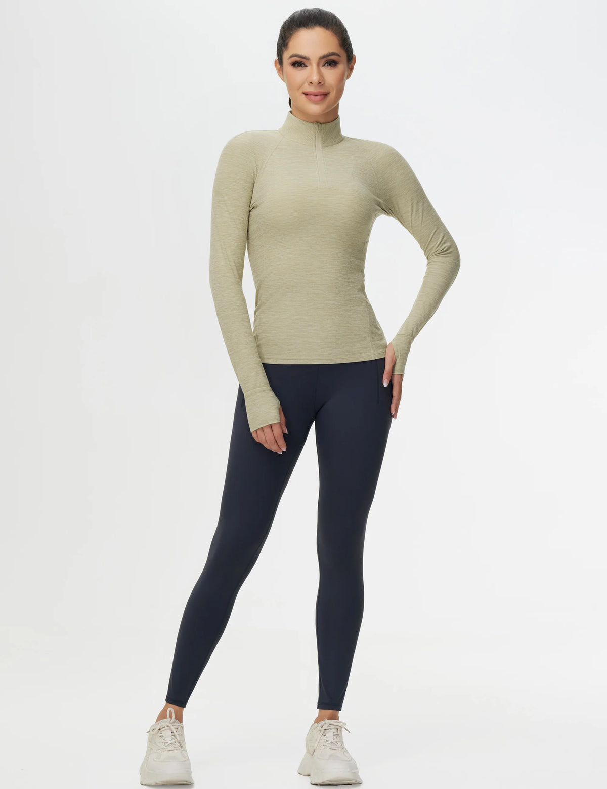 THE GYM PEOPLE Women's Half Zip Golf Workout Shirts Soft Warm Yoga Athletic Pullover Sweatshirts with Thumb Hole