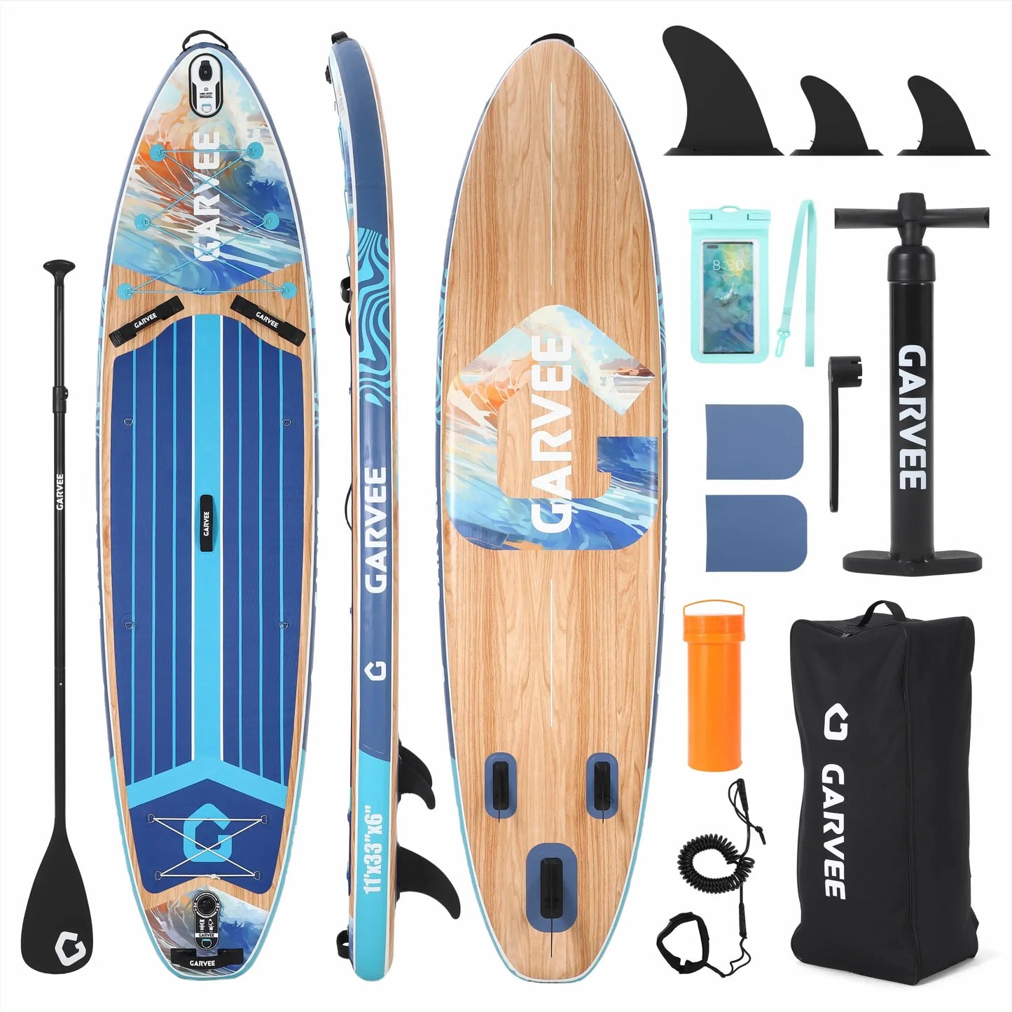 Inflatable Paddle Board for Adult, 10.6ft x 32"/ 11ft x 34" Extra Wide Inflatable Stand Up Paddle Board with Kits, for Sea Lakes