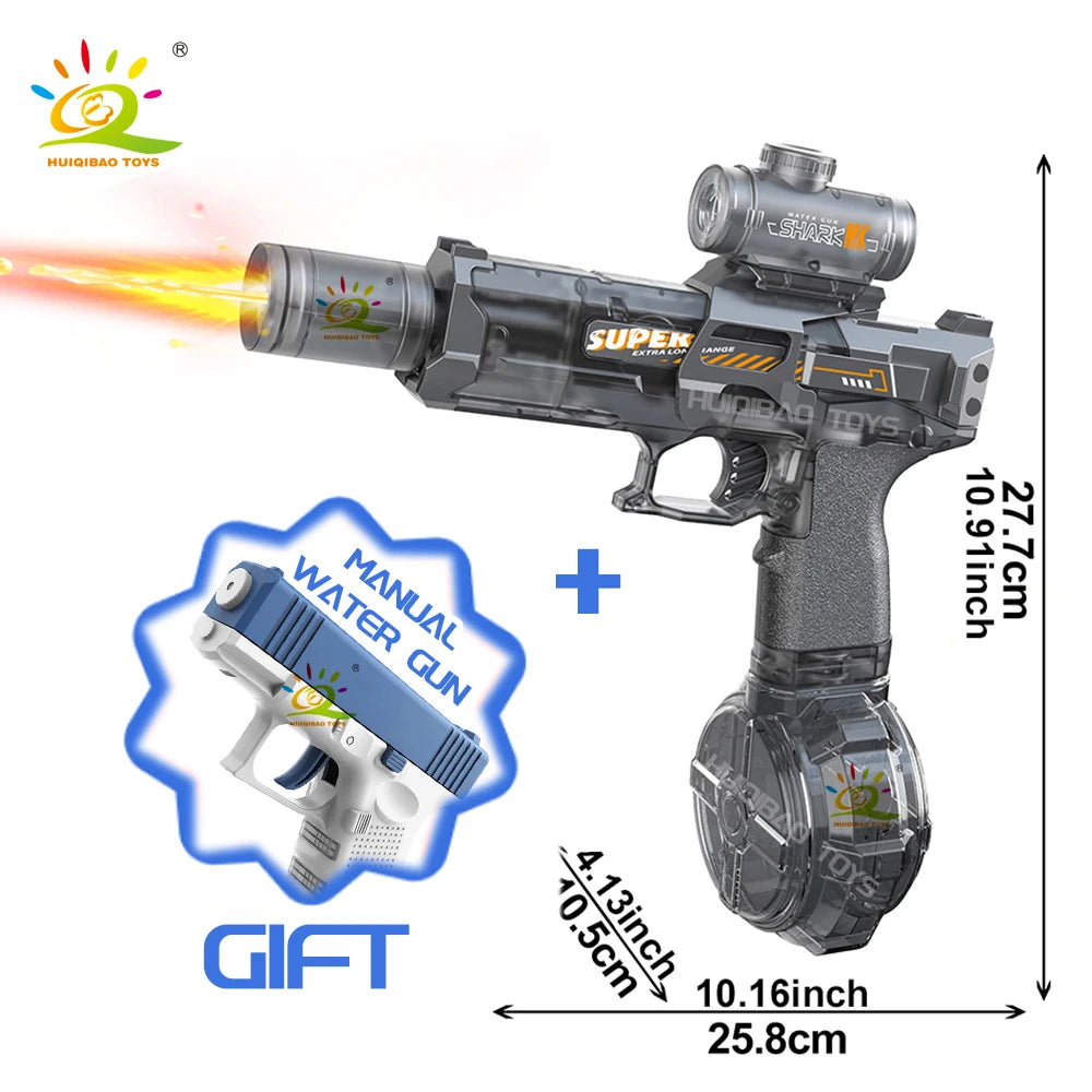 HUIQIBAO Electric Pulse Water Gun With Flame Sensor Light Toy For Outdoor Beach