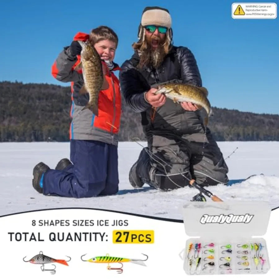 Portable 28 Inch Ice Fishing Rod and Reel Combo Set with Accessories