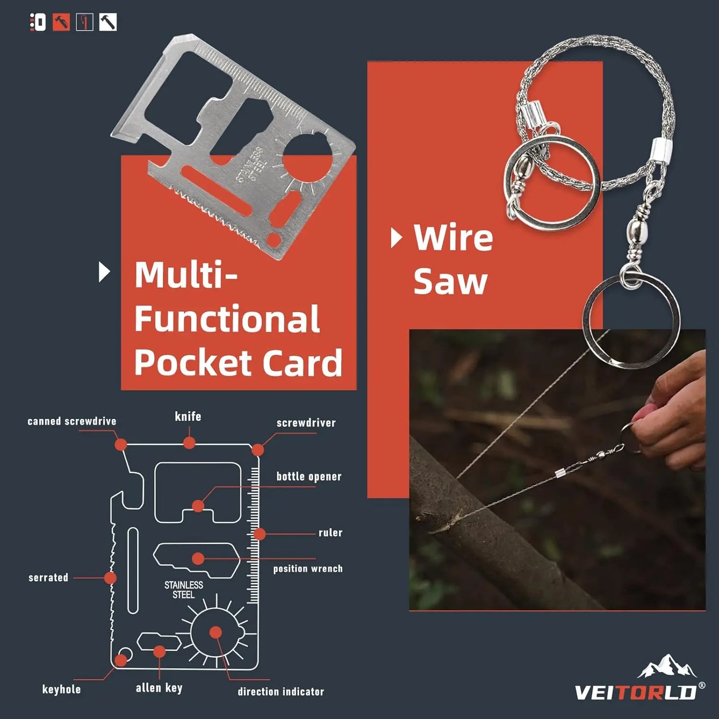 12-in-1 Survival Gear Kit for Men - Perfect Christmas, Birthday Gifts for Husband, Teen Boy, Boyfriend