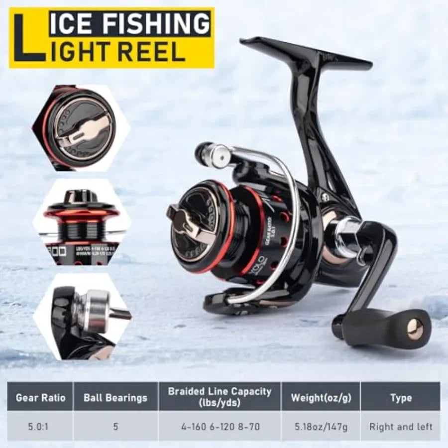 Portable 28 Inch Ice Fishing Rod and Reel Combo Set with Accessories
