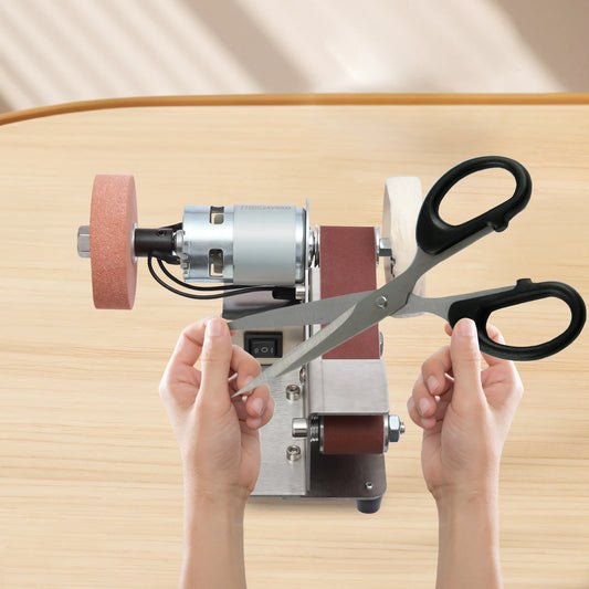 Electric Belt Sander Mini DIY Polishing Grinding Machine 7-Stage Adjustable Polisher Cutter Edges Sharpener Workpiece Grinder