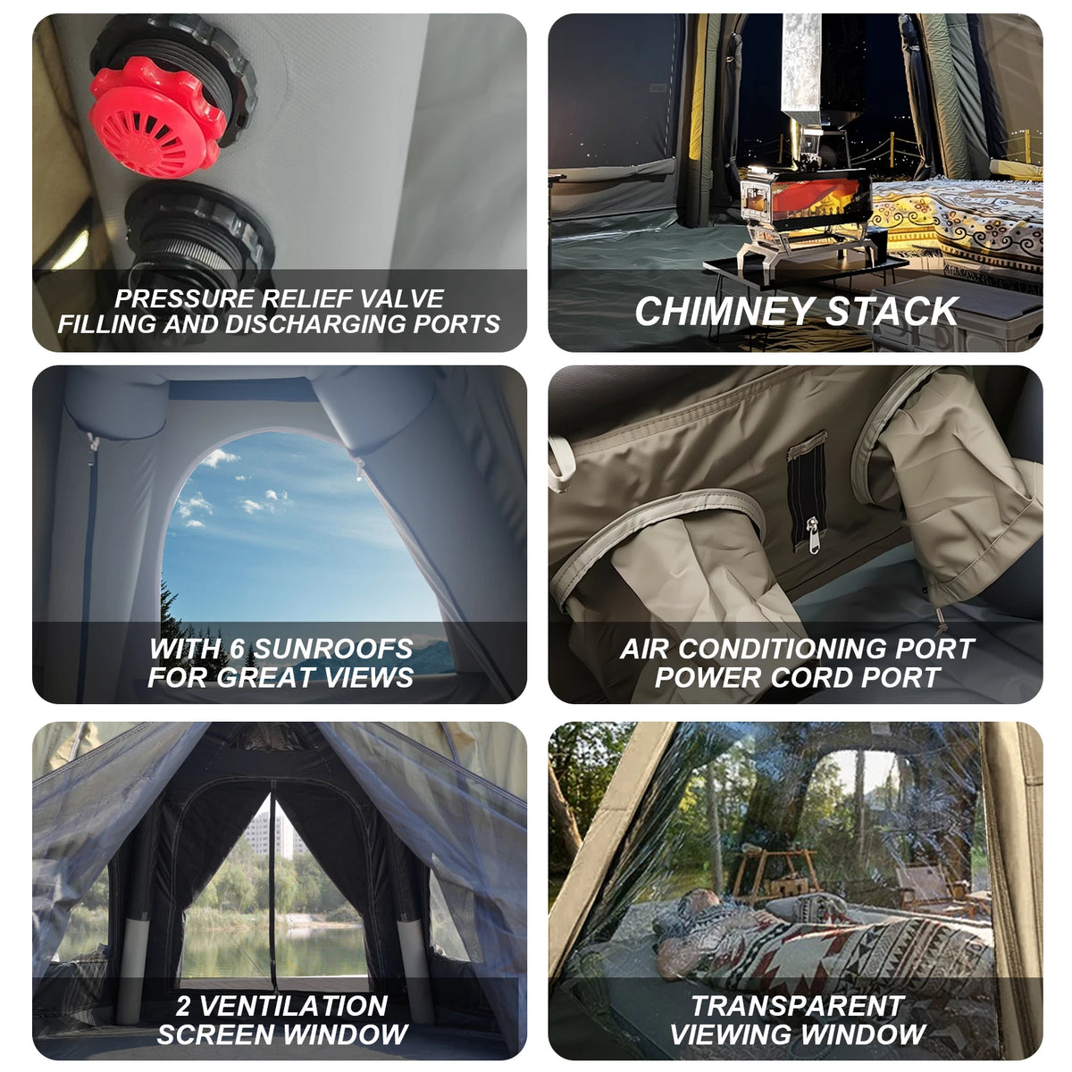 Inflatable Glamping Dome Tent 420D Oxford Family Camping Tent