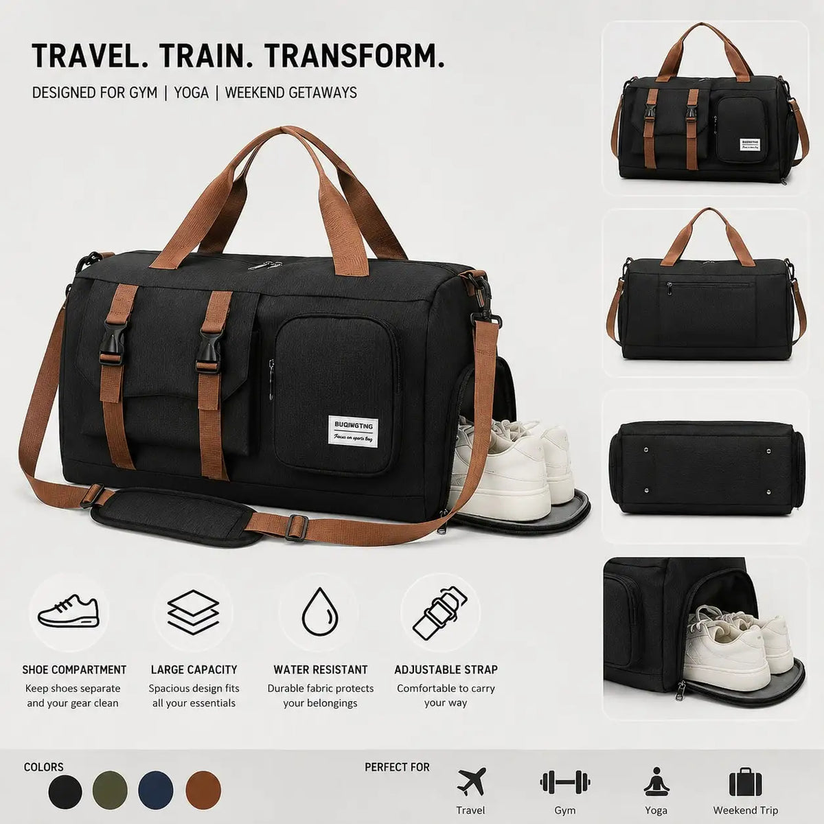 Prepare for your next adventure with a spacious travel tote designed to keep all your essentials organized while you navigate busy schedules.