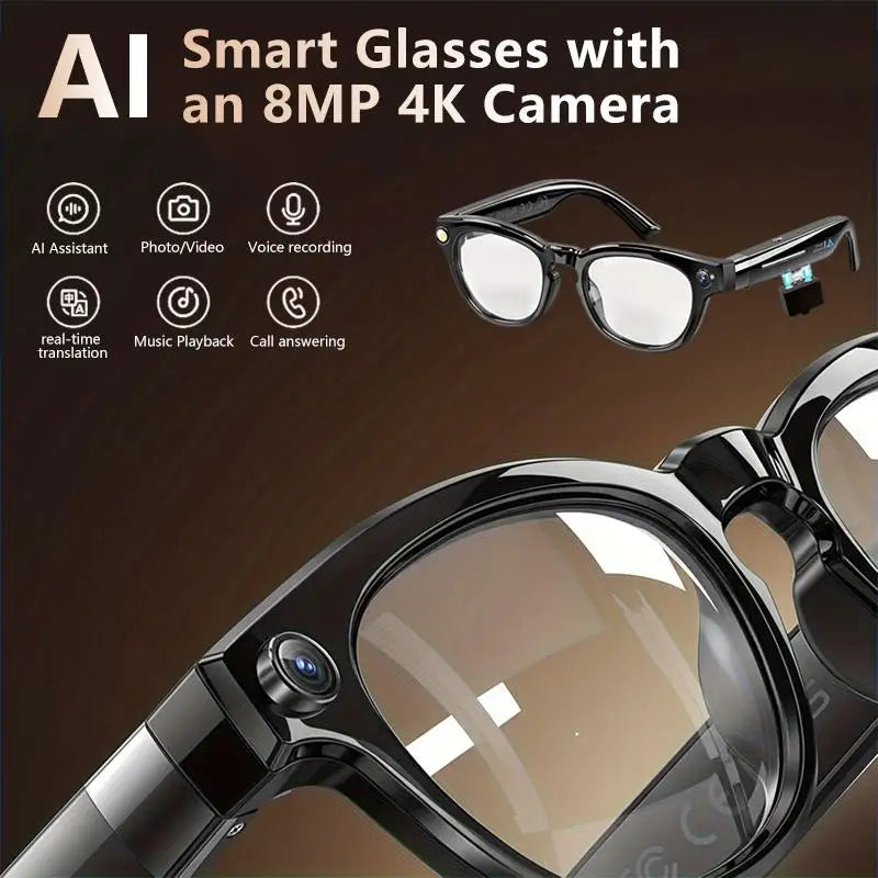 Smart Glasses Real-Time Translation Powered AI Chat Assistant, 8MP Camera 1080P Video Dual Mics Speakers photochromic lenses