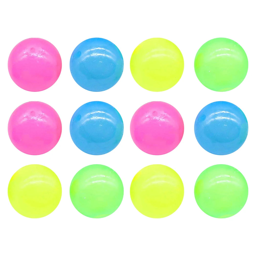 6/12/16PCS Glow in The Dark Sticky Balls Stick To The Ceiling Fun Decompression Fidget Toy Stocking Stuffers for Kids and Adults