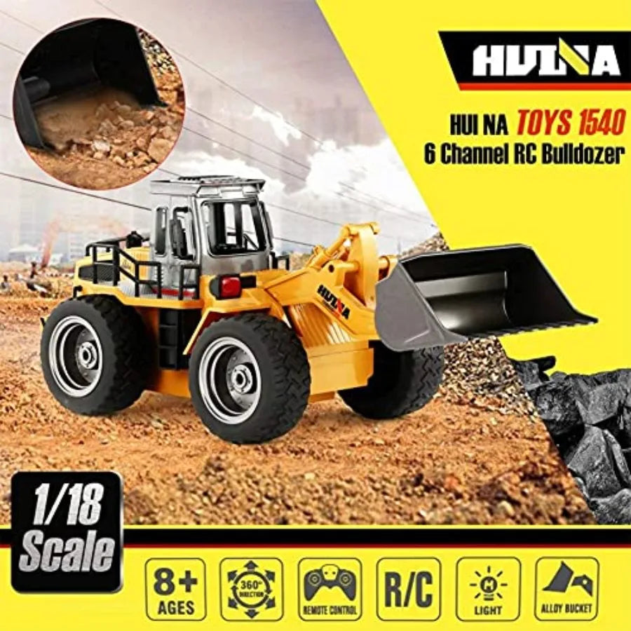 1 18 Scale RC Metal Bulldozer Toy Truck 4WD Rechargeable With Two Batteries