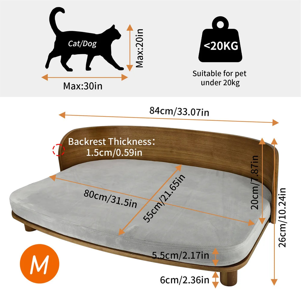 Elevate your pet's comfort with this stylish raised wood sofa that blends premium craftsmanship with contemporary design for calm, cozy naps and lasting comfort.