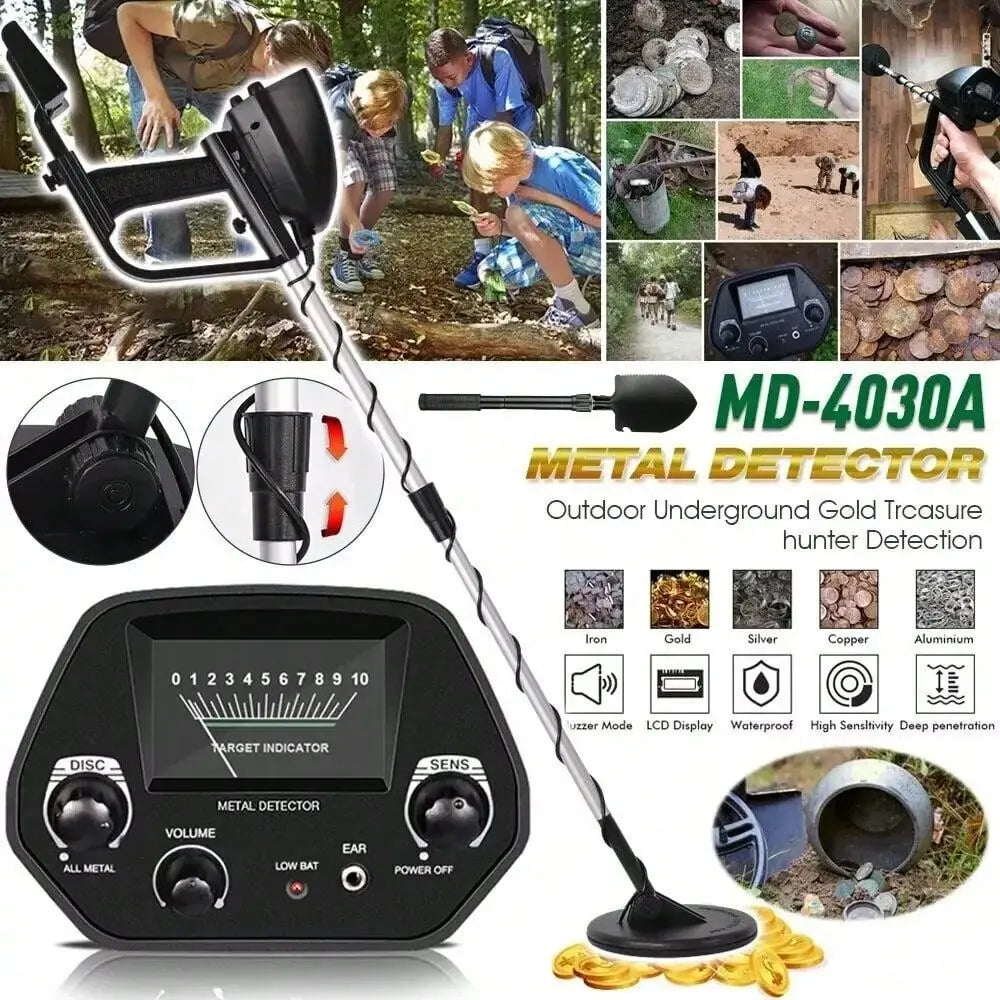 Metal Detectors, HighPerformance Waterproof Gold Digger, Adjustable Stem, 8 Coil With Folding Shovel Lightweight Metal Detector