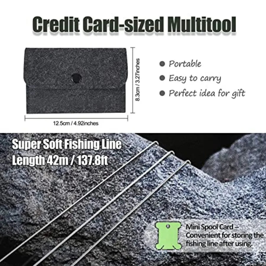 9PCS Survival Card Multitool Camping Kit with Fishing Line Gear, Multipurpose Credit Card Wallet Portable Survival Tool with Fe