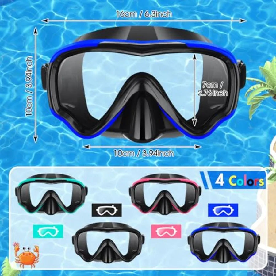 4 Pcs Snorkeling Goggles for Adults Scuba Diving Mask Anti Fog Dive Mask Snorkeling Gear for Men Women Panoramic Swimming Goggl