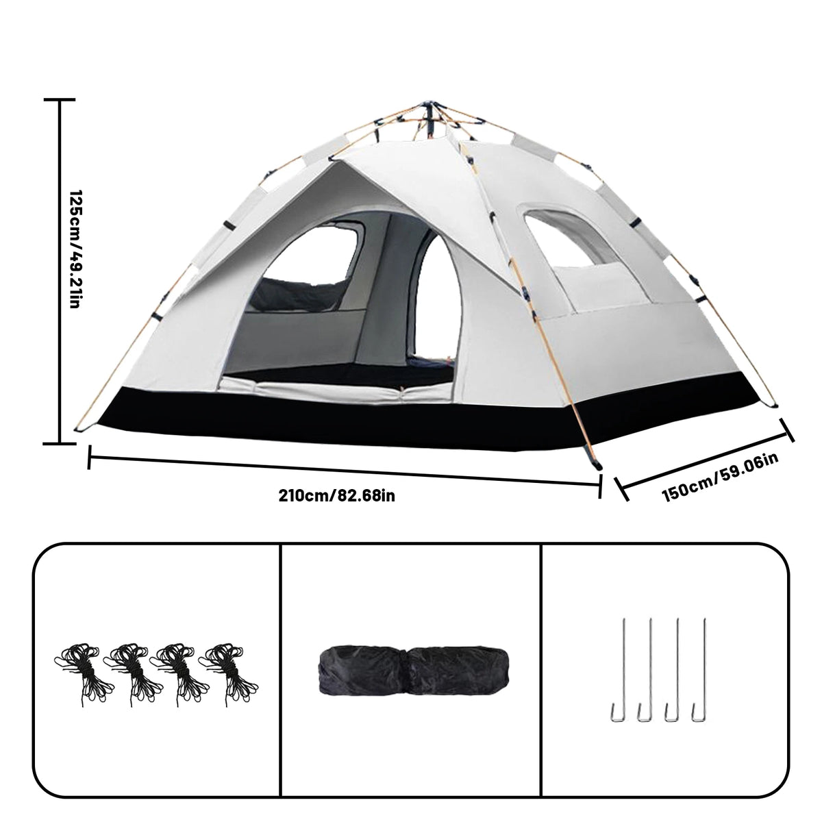 Small Silver Automatic Tent Sunshade Quick Setup Portable Shelter