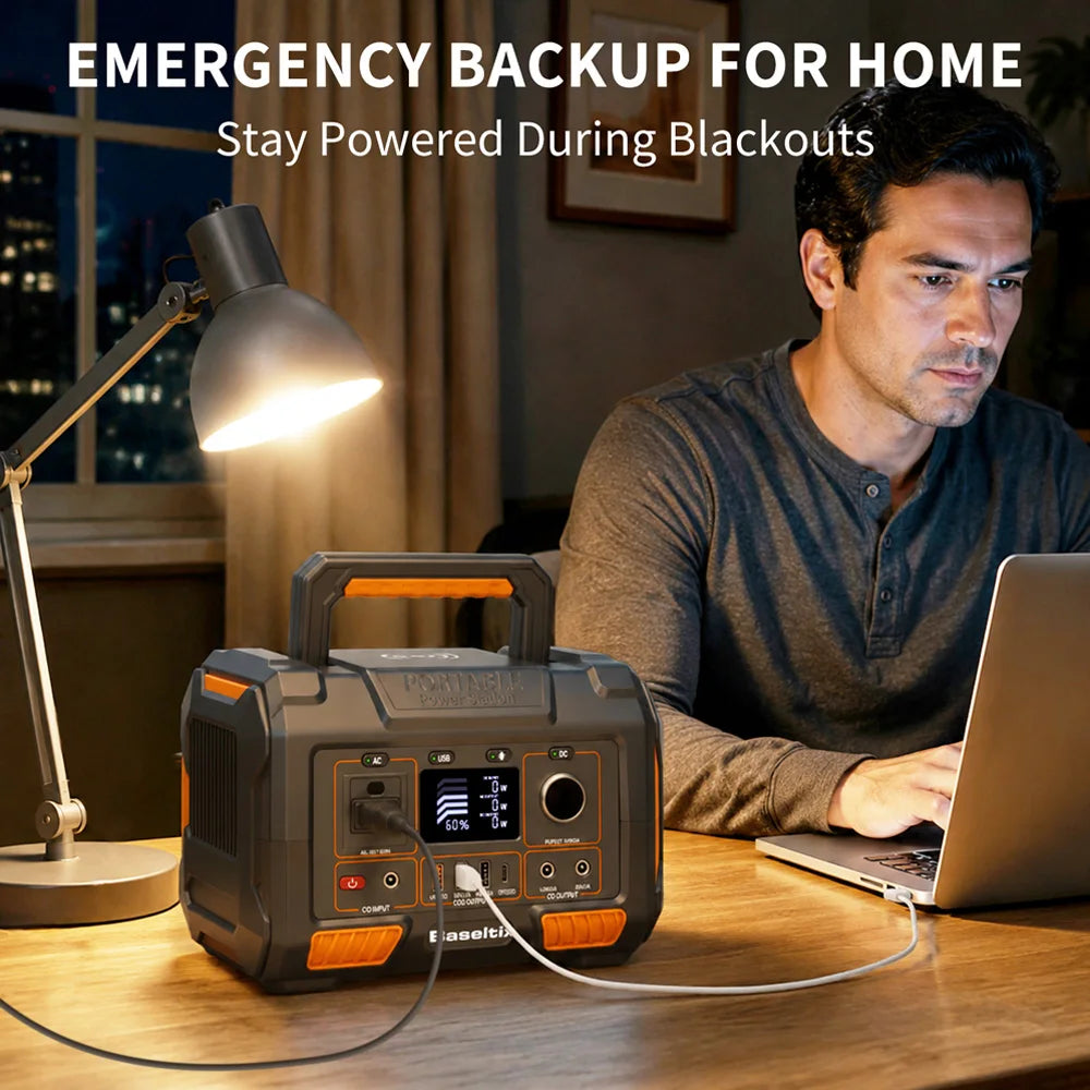 78000mAh Portable Power Station 300W, 228Wh Solar Power Generator Battery Backup with 110V AC Outlet, Wireless Charging, USB-C PD 60W, Emergency Power Supply for Camping, RV, CPAP, Outdoor Off-Grid