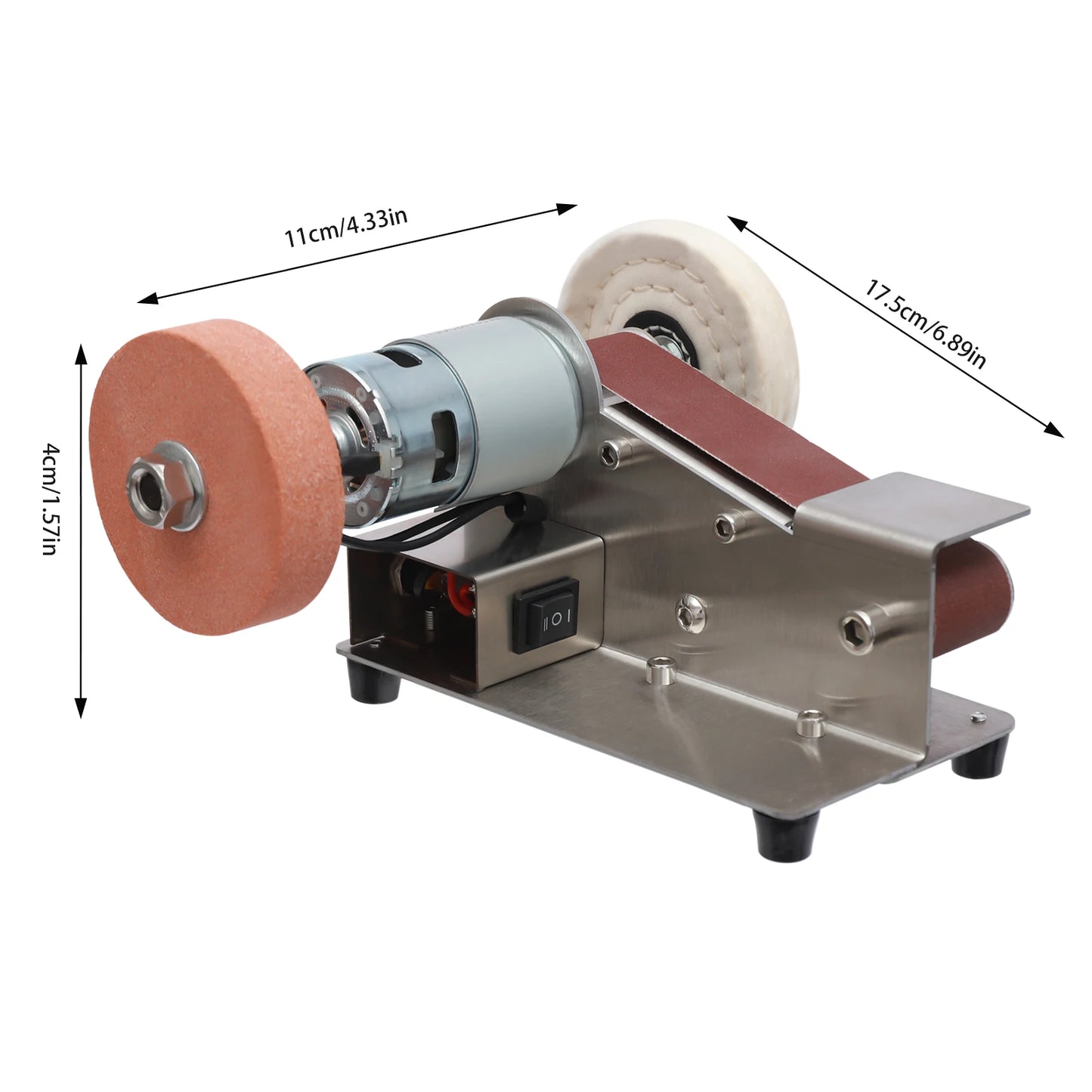 Electric Belt Sander Mini DIY Polishing Grinding Machine 7-Stage Adjustable Polisher Cutter Edges Sharpener Workpiece Grinder