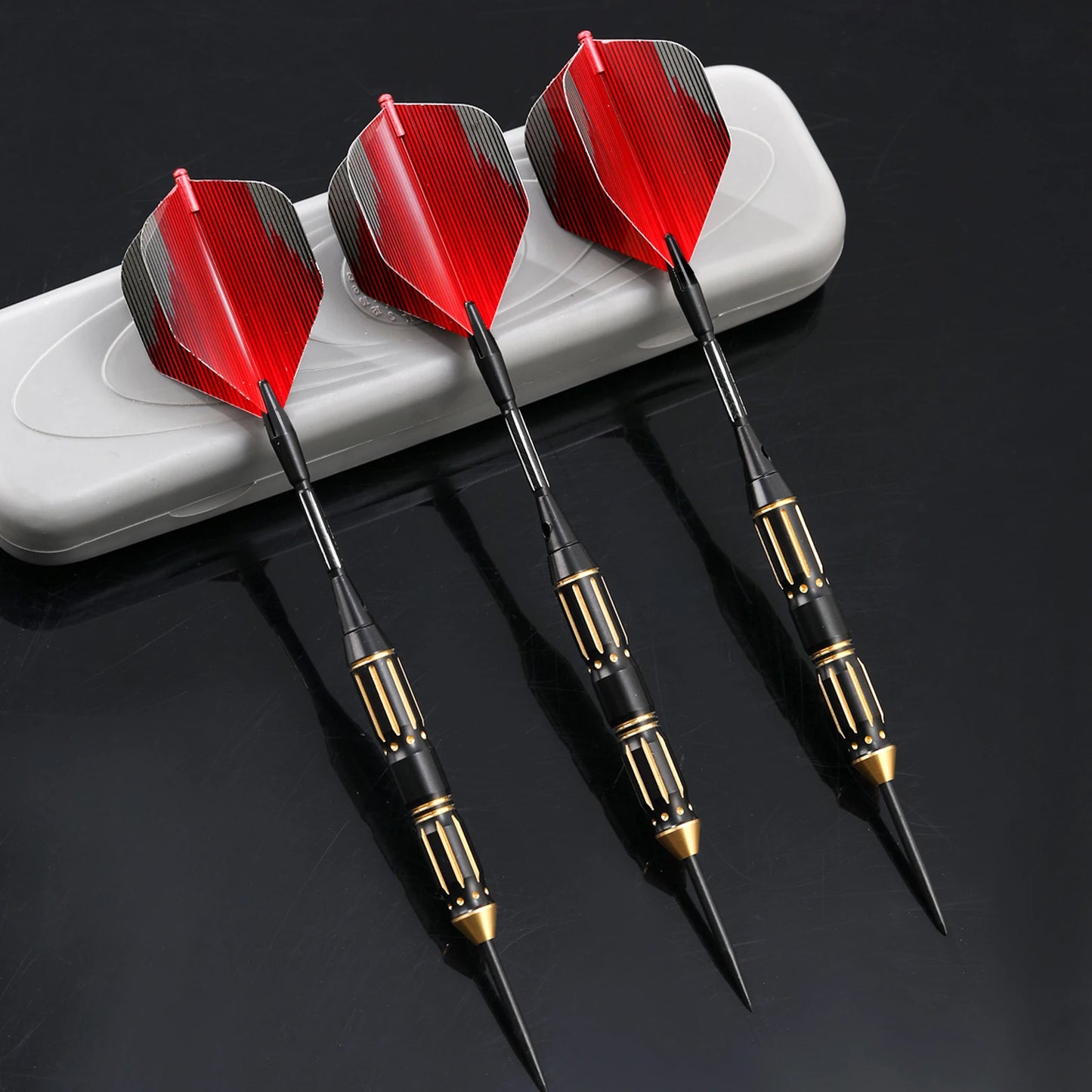 Elevate your aim with the Huanqu 3-Piece Brass Dart Set, neatly packed in a portable storage box for on-the-go practice.