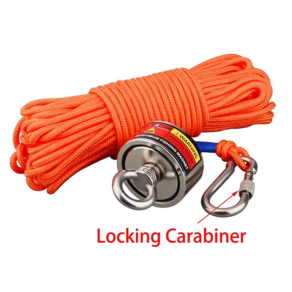 160KG*2 Strong Neodymium Magnet Double Side Search Magnetic Super Power Salvage Fishing Magnet with Searching Rope