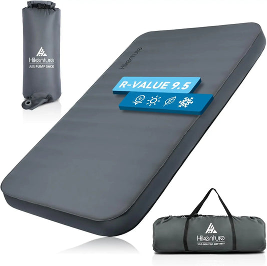Experience rugged comfort and warmth anywhere with this extra thick self-inflating camping mattress designed for two.