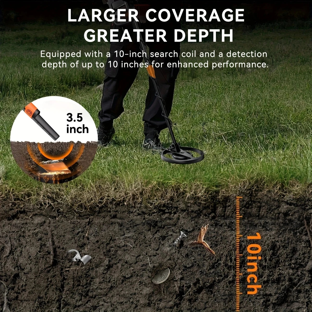 Professional Metal Detector Combo: Full-Size Detector With LCD Depth Display & Handheld Pinpointer Wand | 4 Modes, Audio/Vibration Alert For Beach, Gold, Relic Hunting