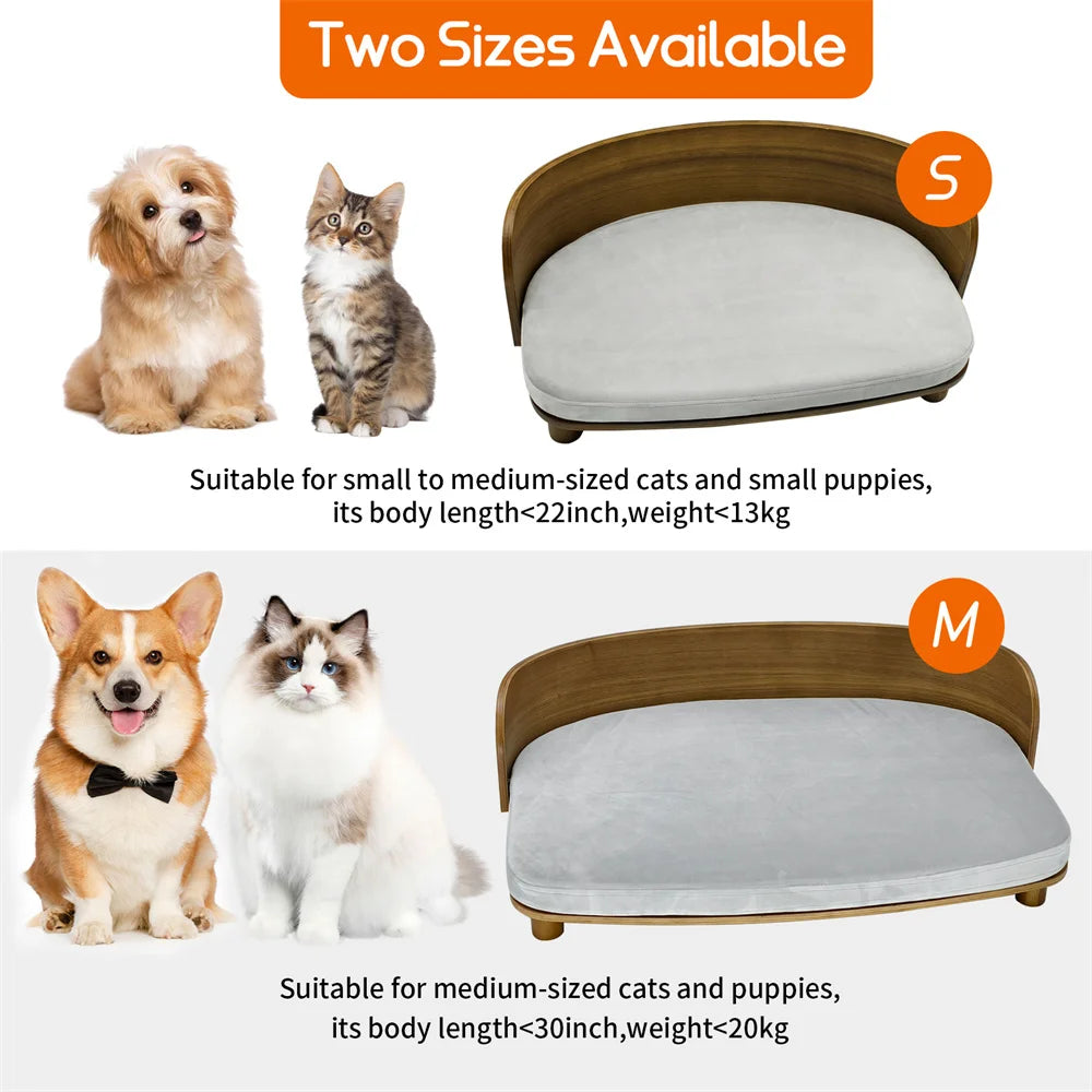 Elevate your pet's comfort with this stylish raised wood sofa that blends premium craftsmanship with contemporary design for calm, cozy naps and lasting comfort.