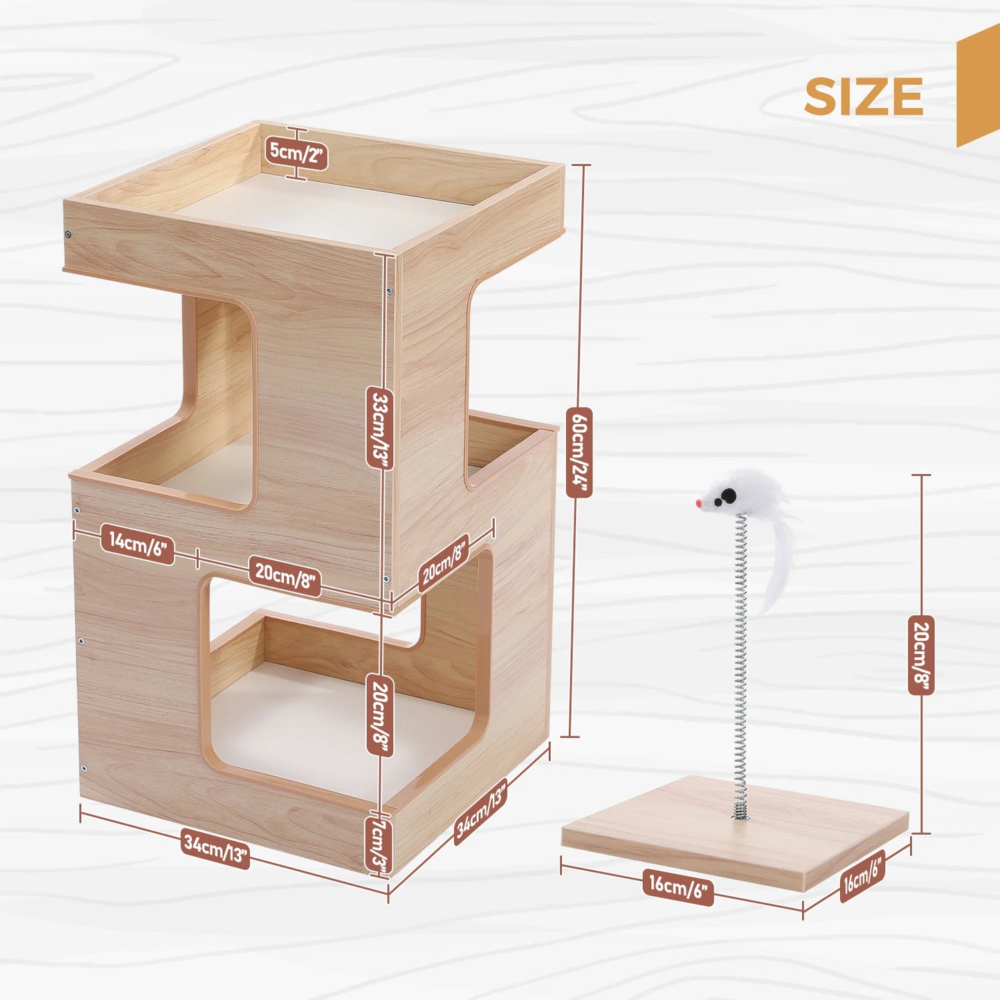 Give your cat a cozy retreat with this stylish wooden condo that doubles as a playful climbing tower at home.