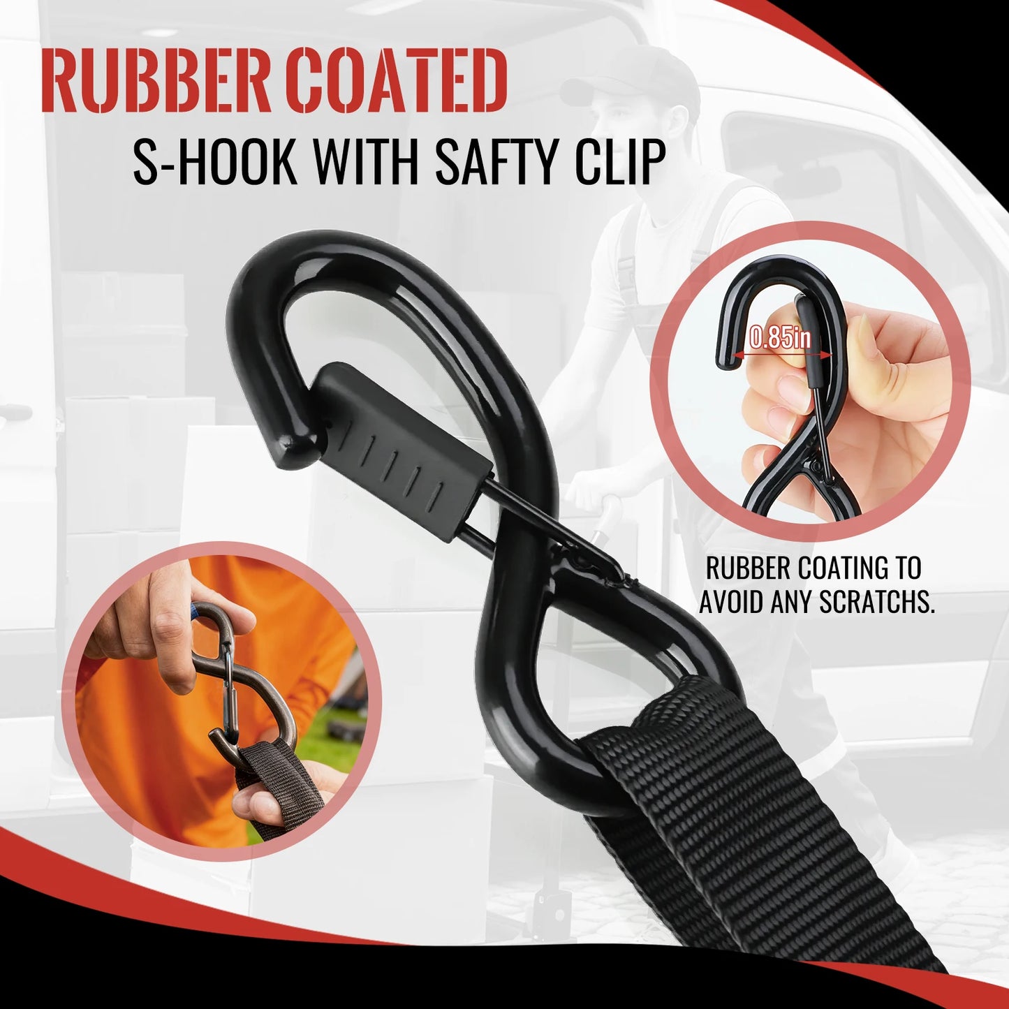 Automatic Ratchet Straps 3M X 25mm Self Retracting Tie Down Straps With S Hooks