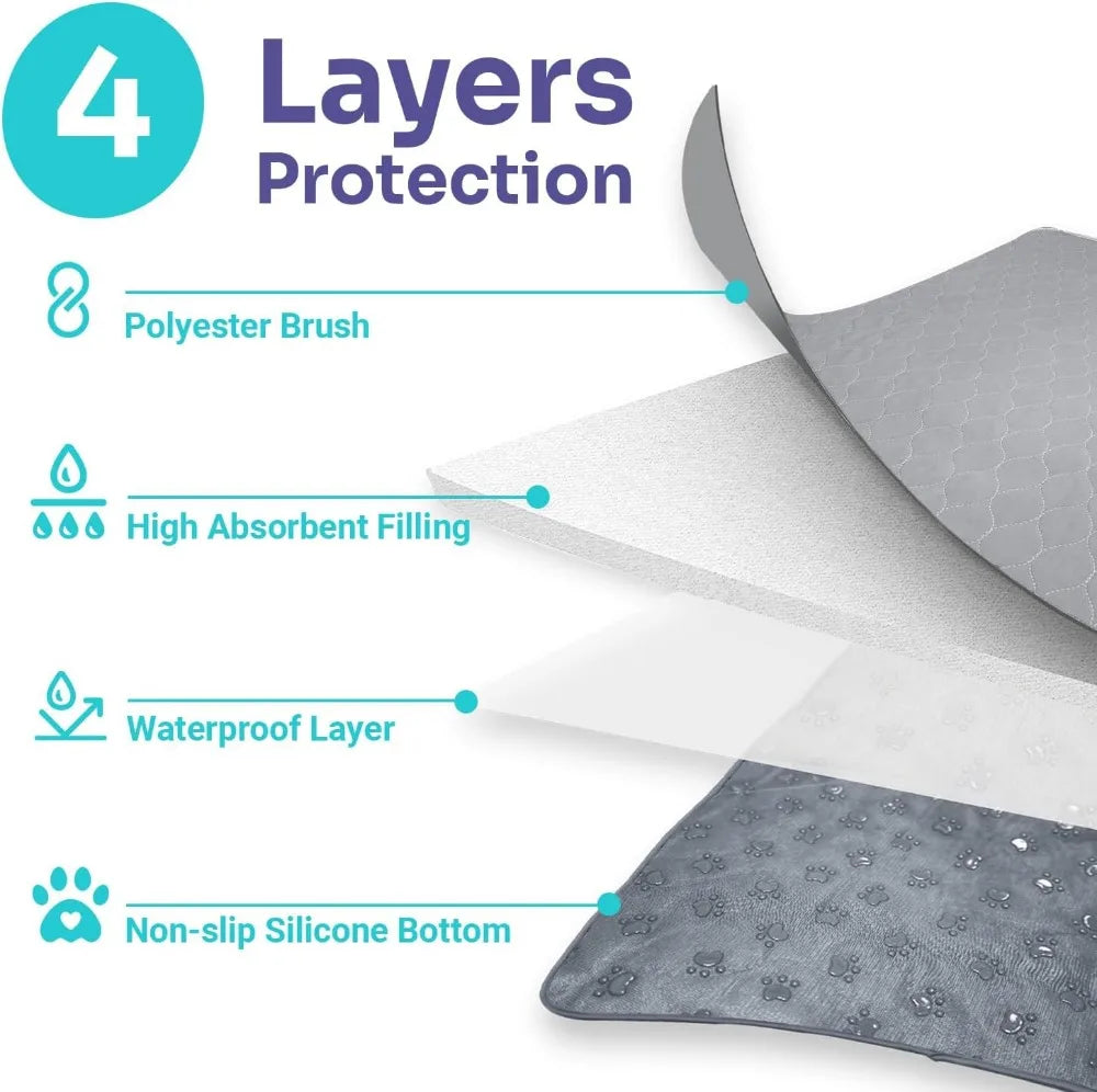 Extra Large 60"x48" Washable Dog Pee Pads, Heavy Absorbency Waterproof Non-Slip Training Pads, Reusable Up to 300 Washes