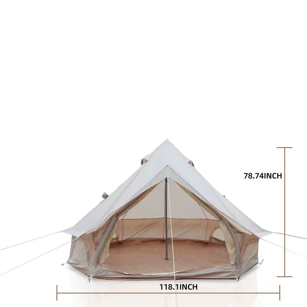 Oxford Bell Tent for Family Camping - Spacious 13.1ft Yurt with Stove Jack, Large Glamping Tents for 4-8 People, 4 Season Oxford Hot Tent Shelter Green portable water-resistant camping tent Four season tents