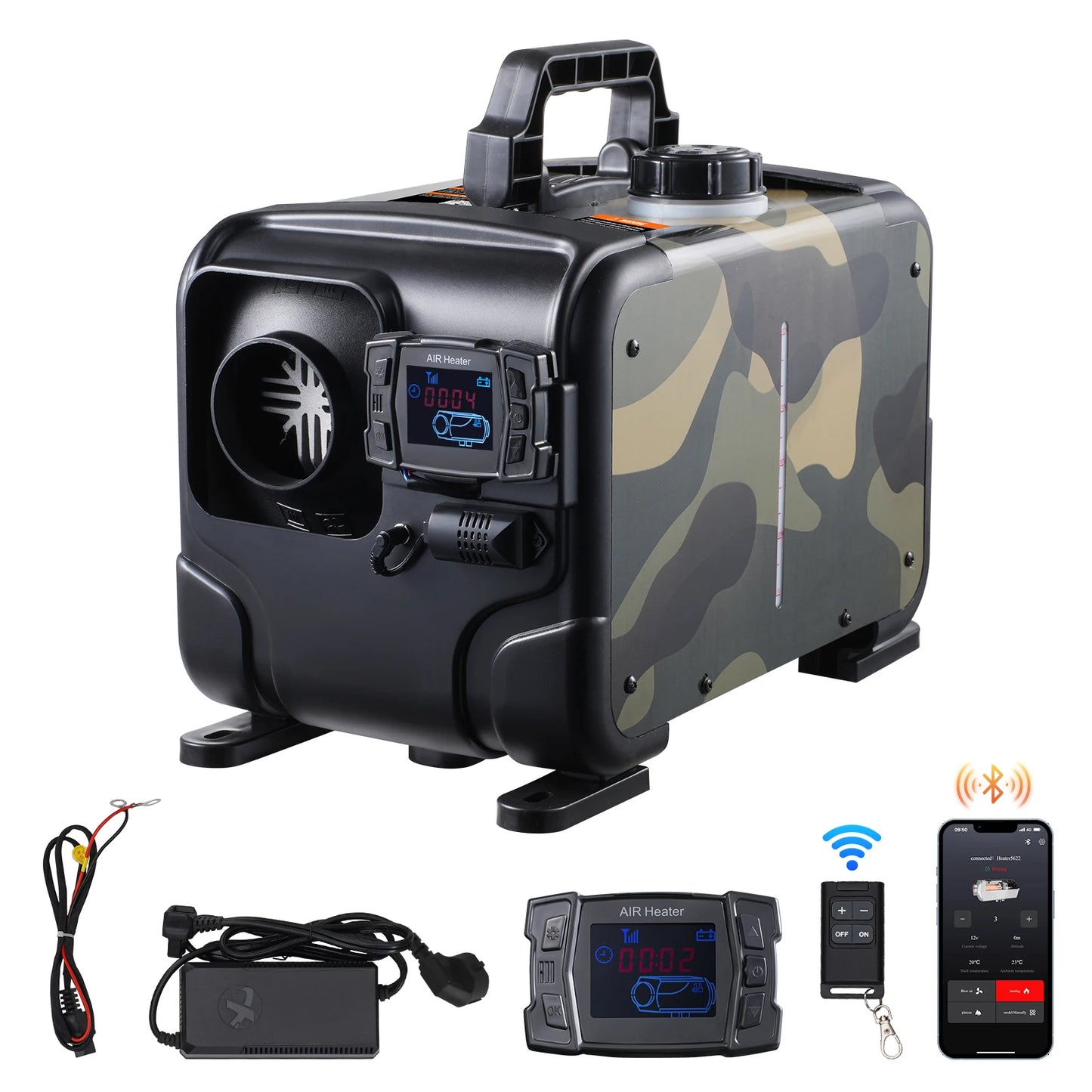 SucceBuy 8KW Car Heater 12V/24V All in One Diesel Air Heater Bluetooth/Display/CO Alarm Horizontal Diesel Heater Vehicle/Garage