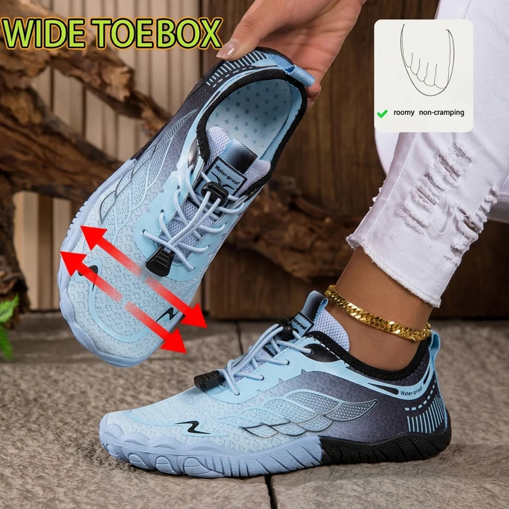Women Gradient Barefoot Water Shoes Quick Dry Breathable Mesh Non Slip Quick Lacing Five Fingers Aqua Sneakers For Beach Swimming Yoga River Trekking Outdoor Sports Footwear 2026 New