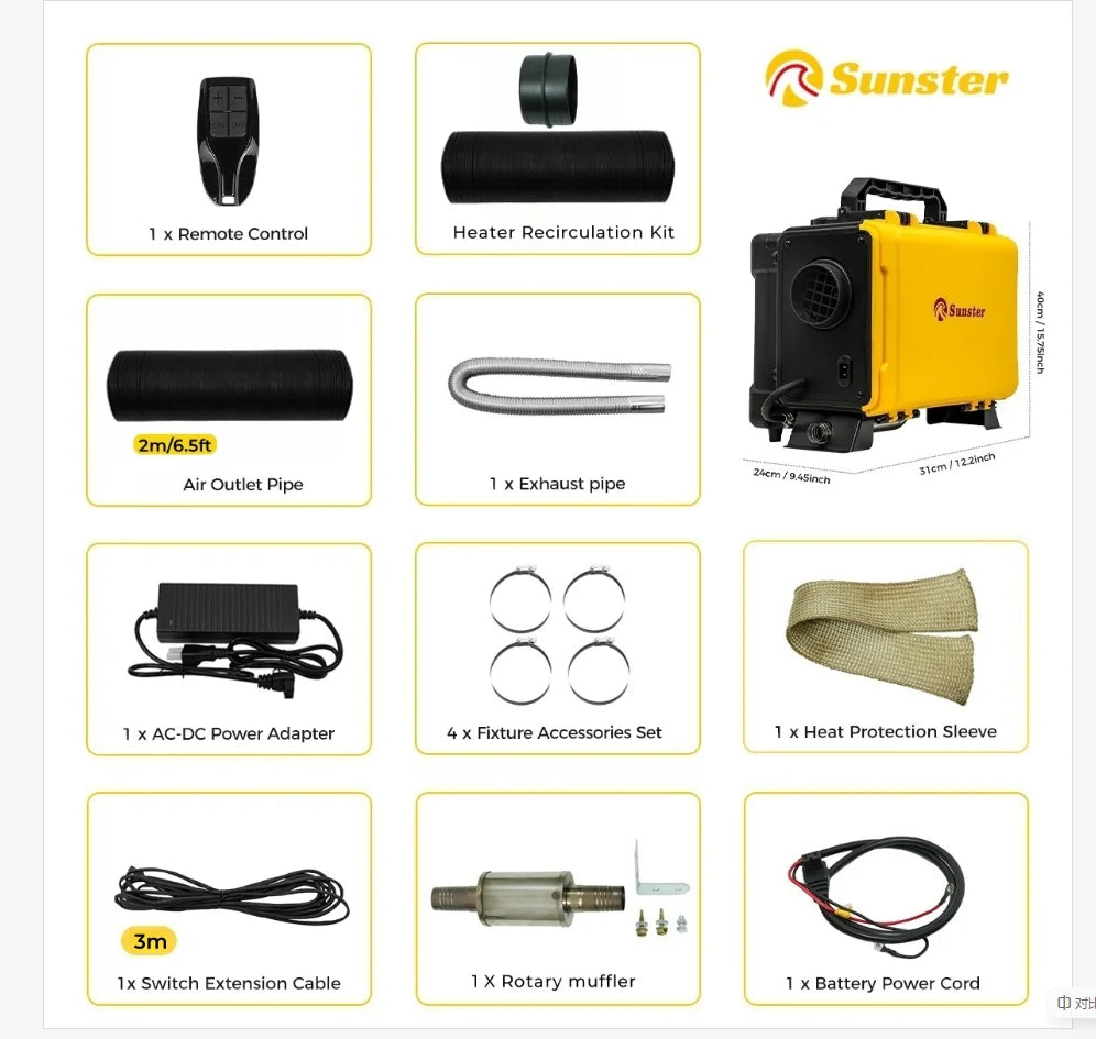 8KW 12V/220V Toolbox Diesel Air Heater Ultra Quiet Diesel Parking Heater With Fast Heat Mode/Display For Factory Trailer Garage
