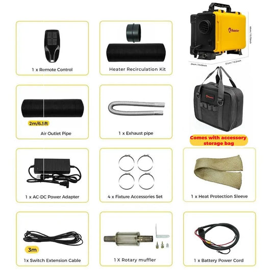 8KW 12V/220V Toolbox Diesel Air Heater Ultra Quiet Diesel Parking Heater With Fast Heat Mode/Display For Factory Trailer Garage