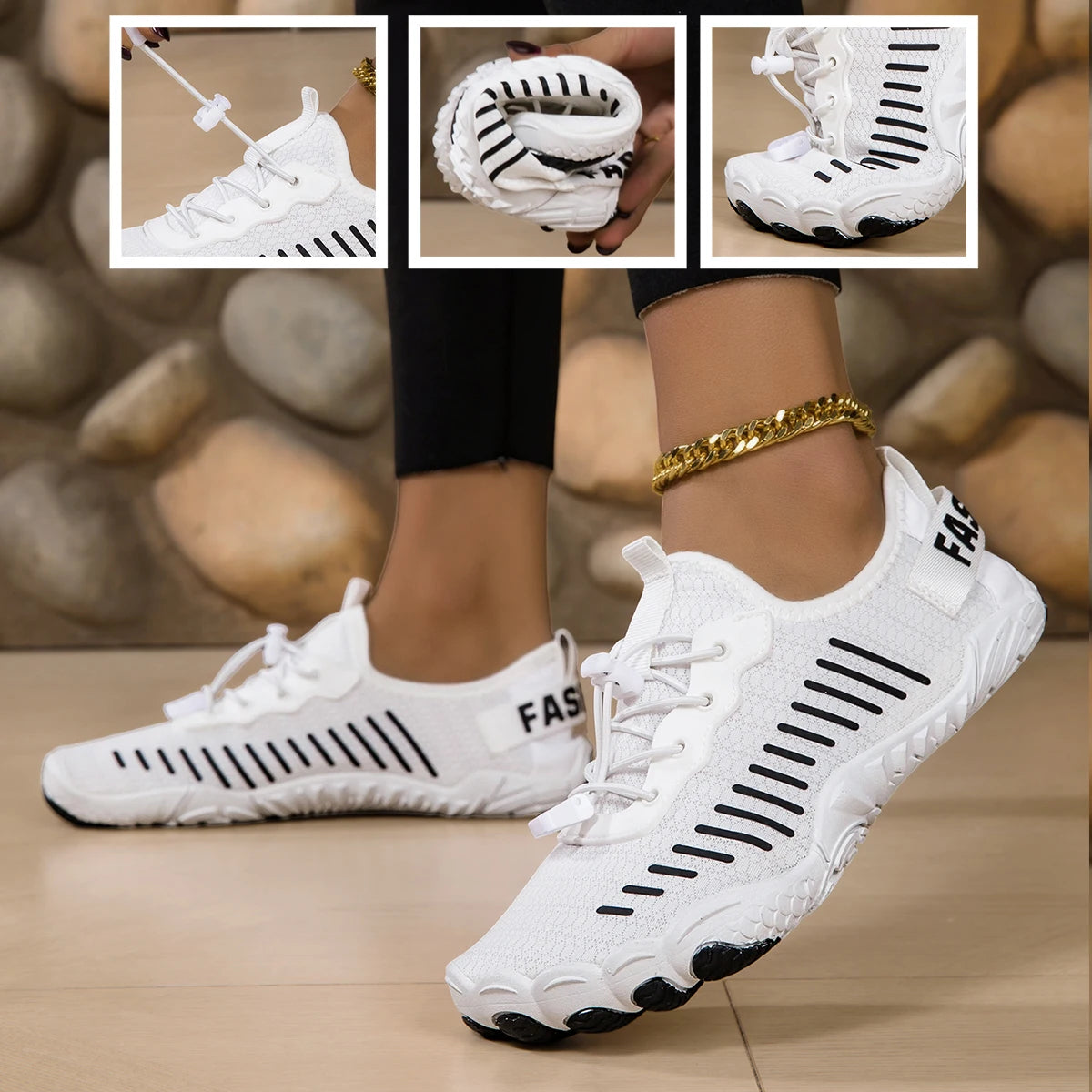 Women Barefoot Water Shoes Quick Dry Five Fingers Beach Aqua Sneakers Breathable Mesh Non Slip Lightweight Quick Lacing Swimming Surfing Yoga River Trekking Outdoor Sports Footwear 2026 New