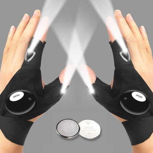 LED Half Finger Gloves For Outdoor Night Fishing And Cycling
