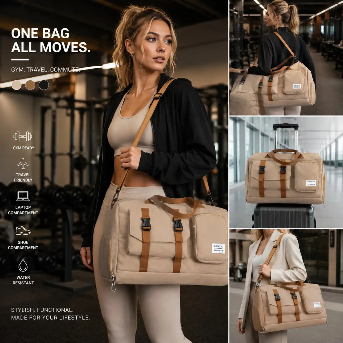 Prepare for your next adventure with a spacious travel tote designed to keep all your essentials organized while you navigate busy schedules.