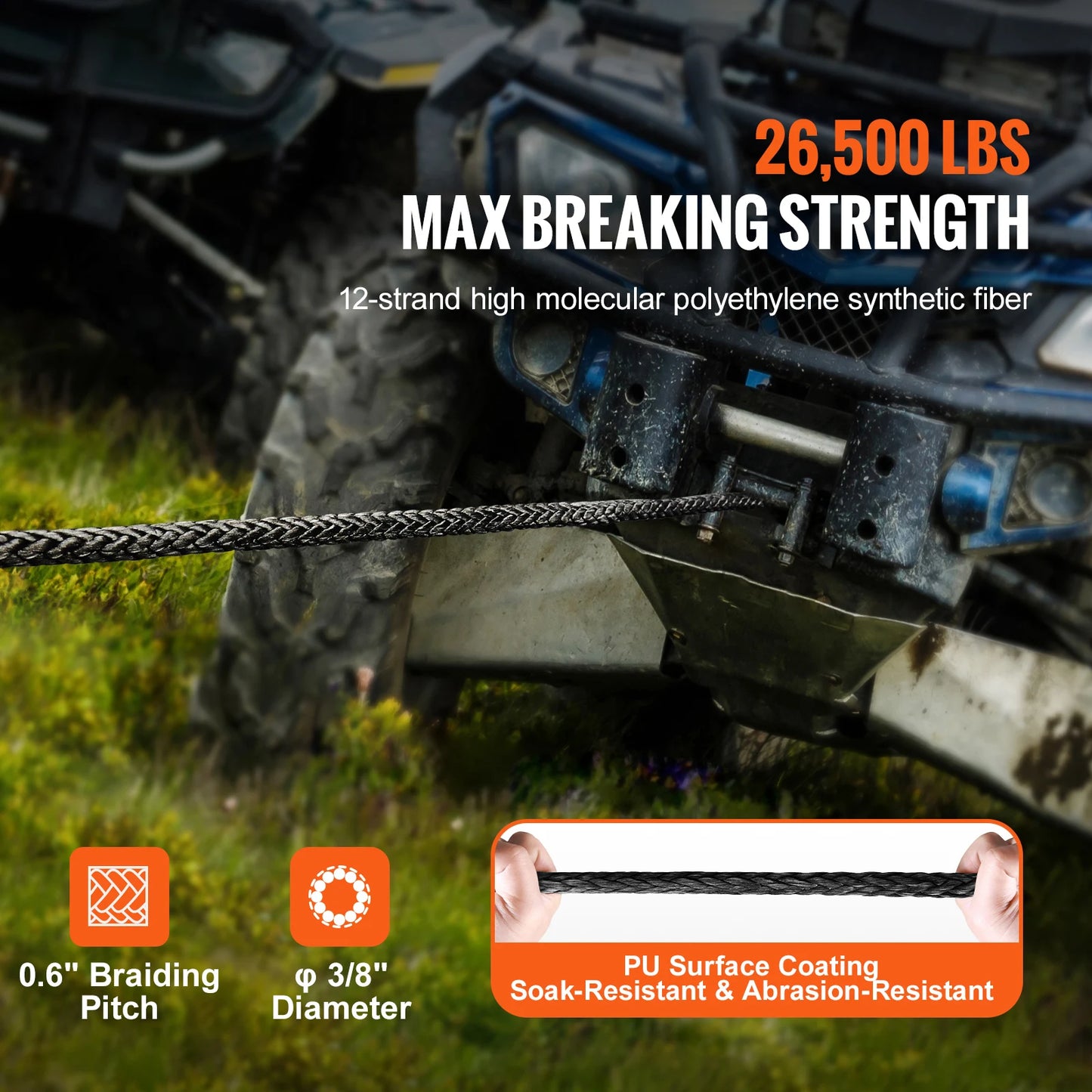 Transform your off-road recovery with a winch rope that delivers superior strength while remaining half the weight of steel.