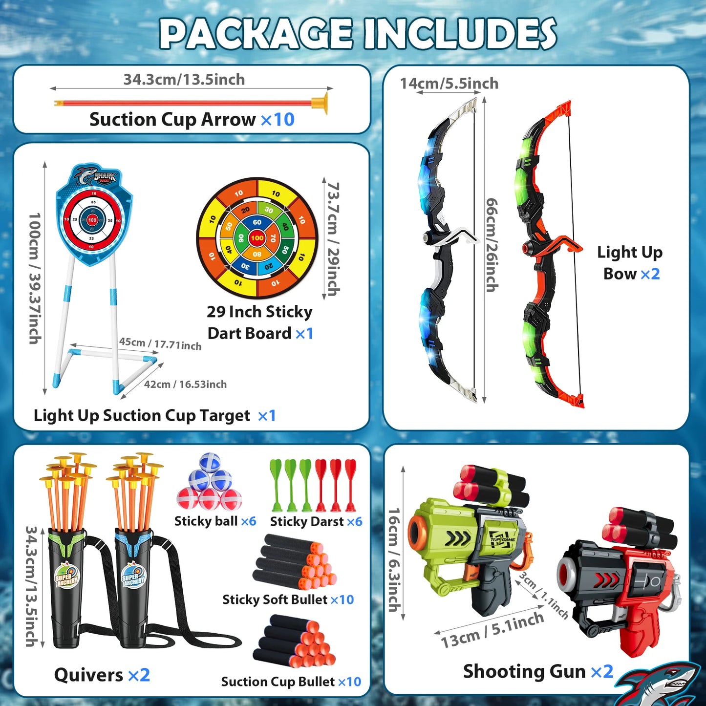 VATOS Night Light Bow Arrow Toy For Kids Archery Set Indoor Outdoor Game